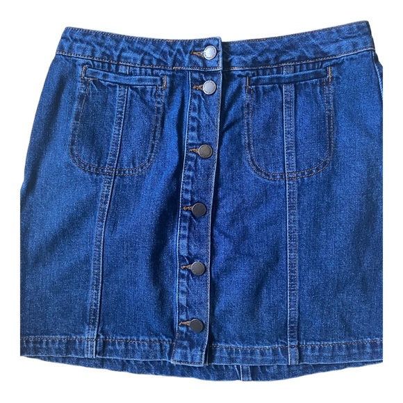 TopShop Moto Blue Button Up Denim Skirt Waist Size 30 - Picture 2 of 5